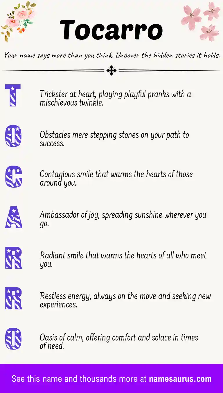 Acrostic poem about Tocarro.