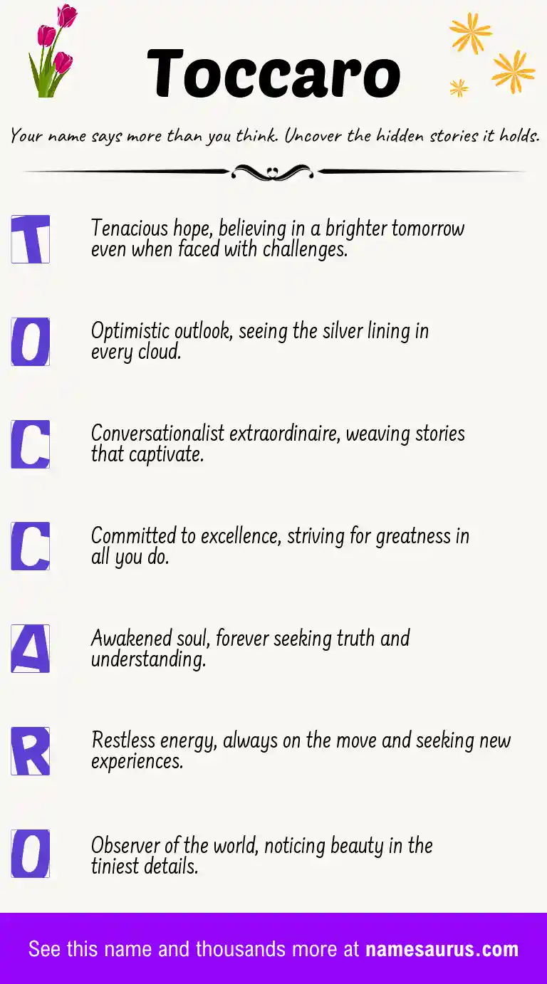 Acrostic poem about Toccaro.