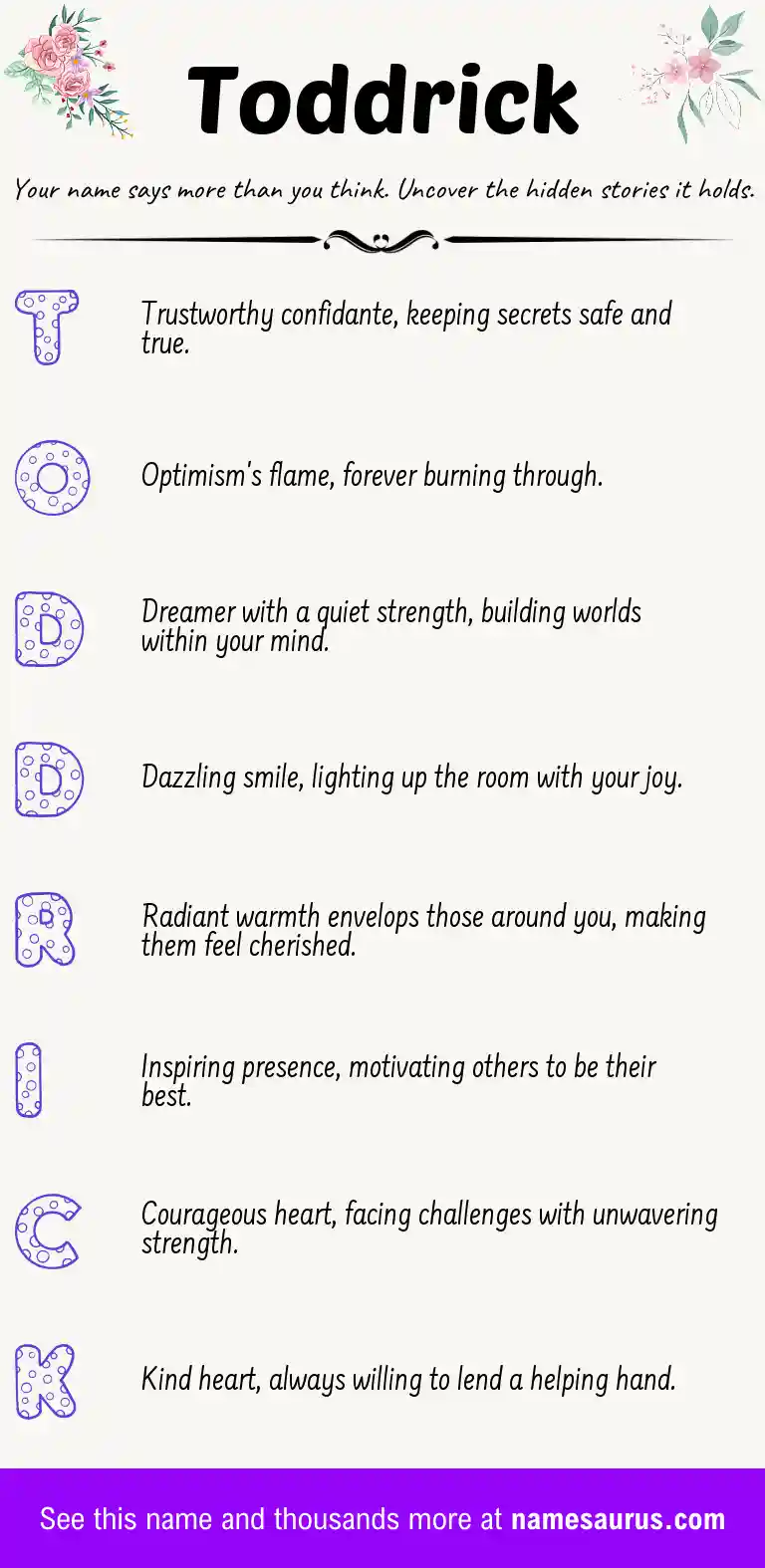 Acrostic poem about Toddrick.