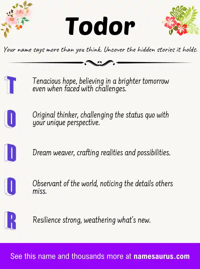 Acrostic poem about Todor.