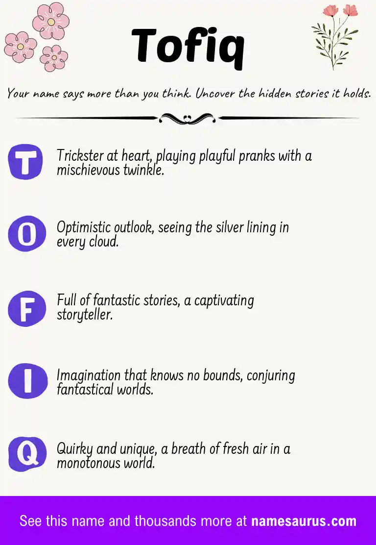 Acrostic poem about Tofiq.