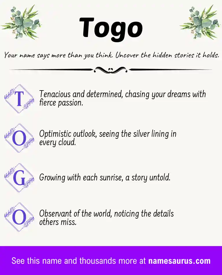 Acrostic poem about Togo.