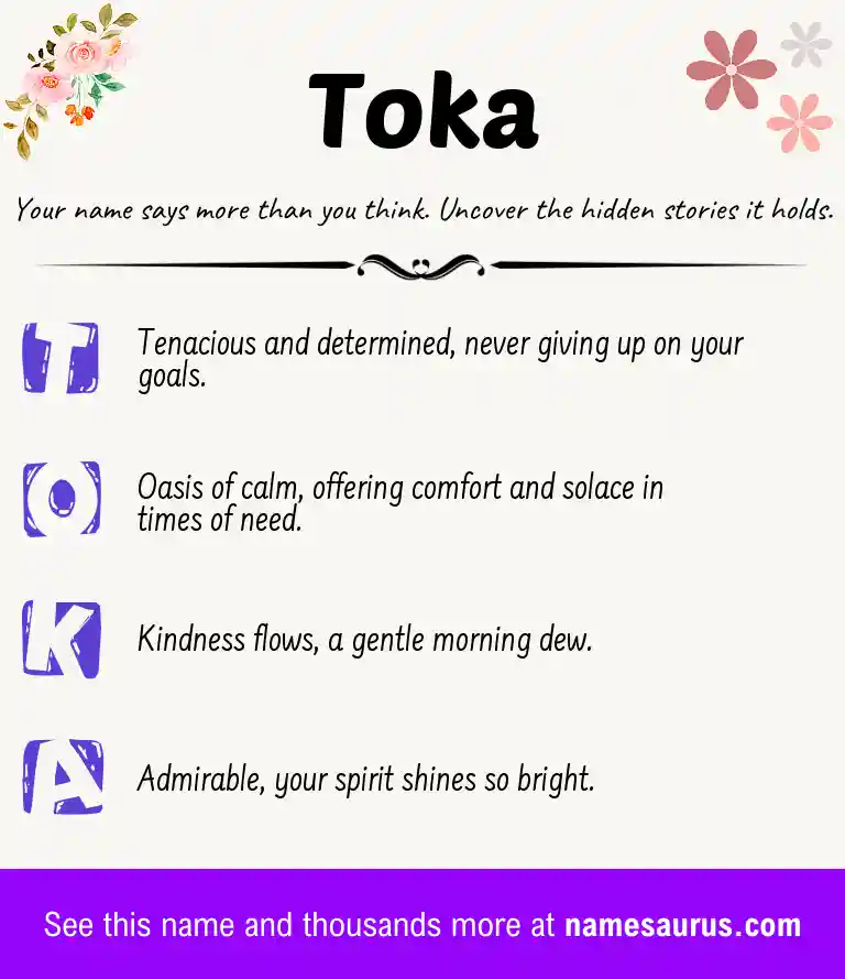 Acrostic poem about Toka.