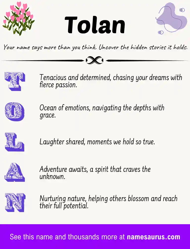 Acrostic poem about Tolan.