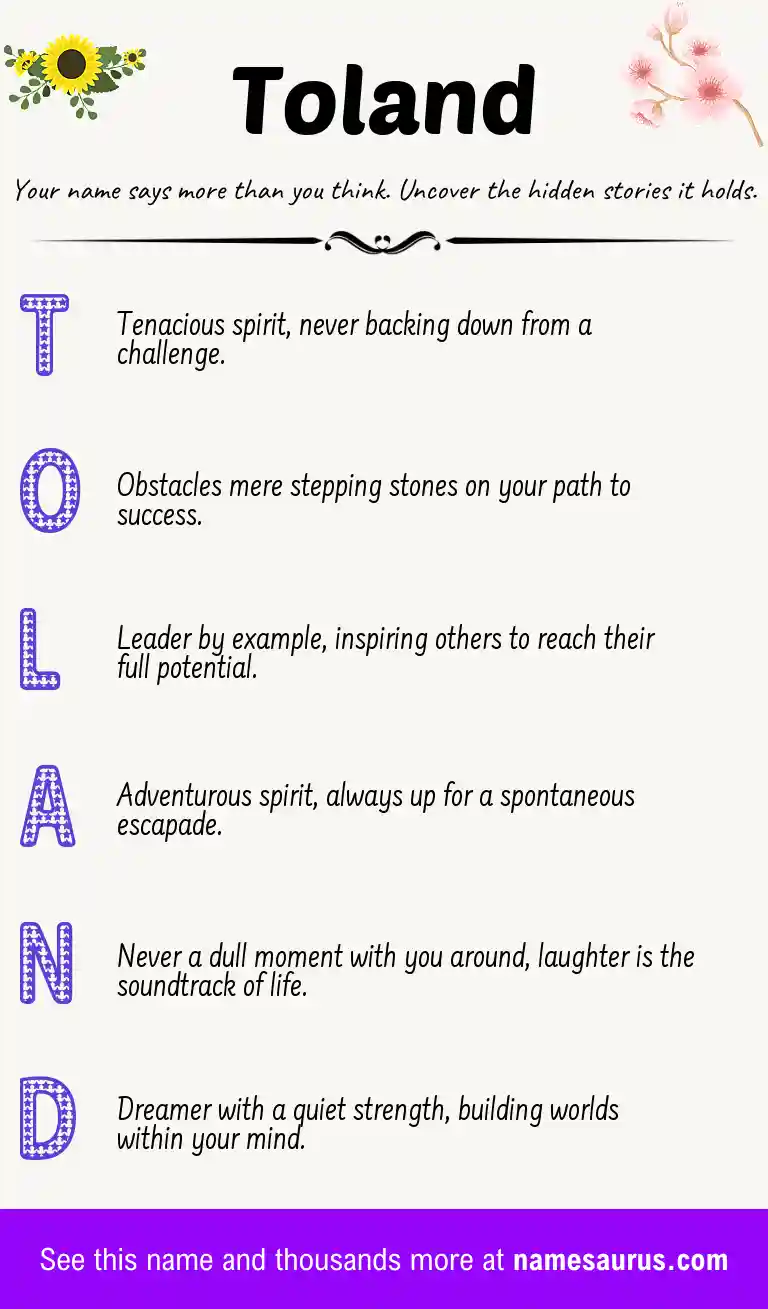 Acrostic poem about Toland.