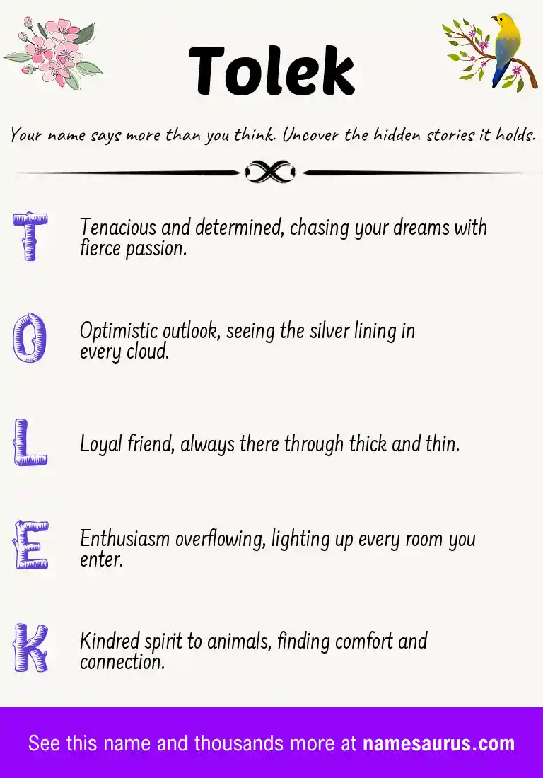 Acrostic poem about Tolek.