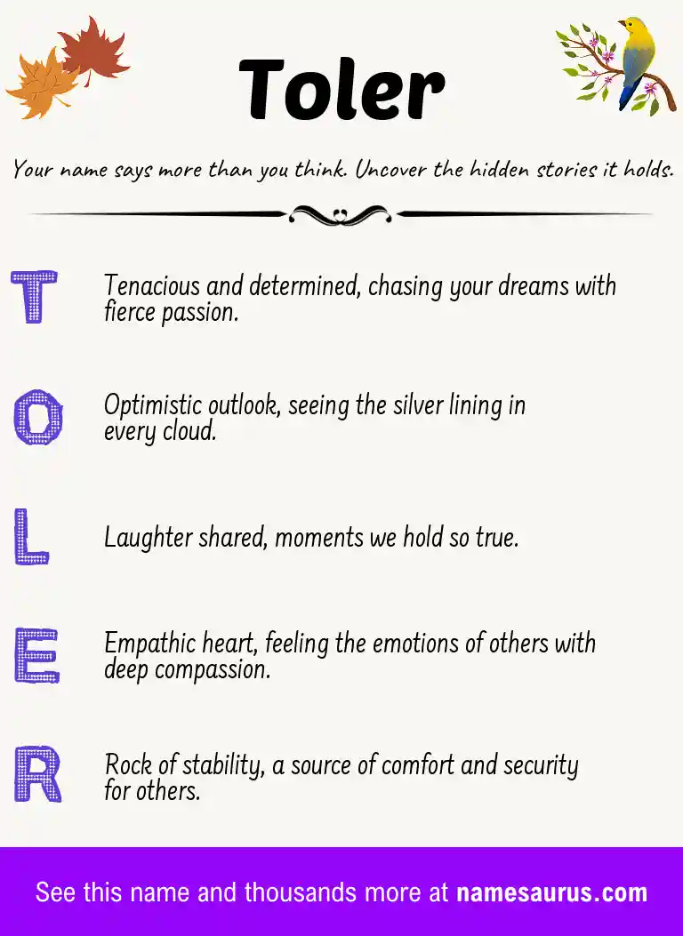 Acrostic poem about Toler.