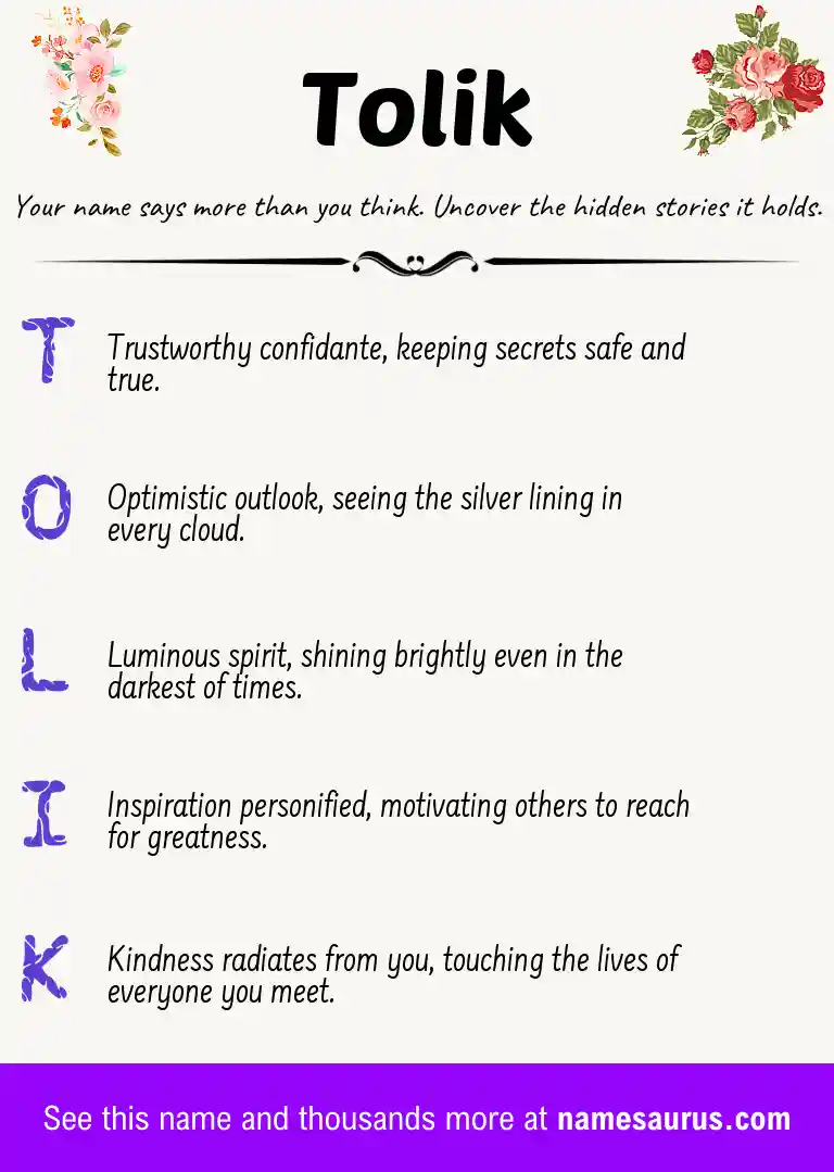 Acrostic poem about Tolik.