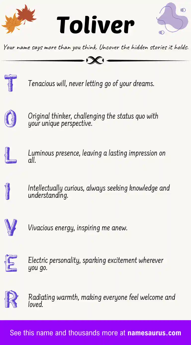 Acrostic poem about Toliver.