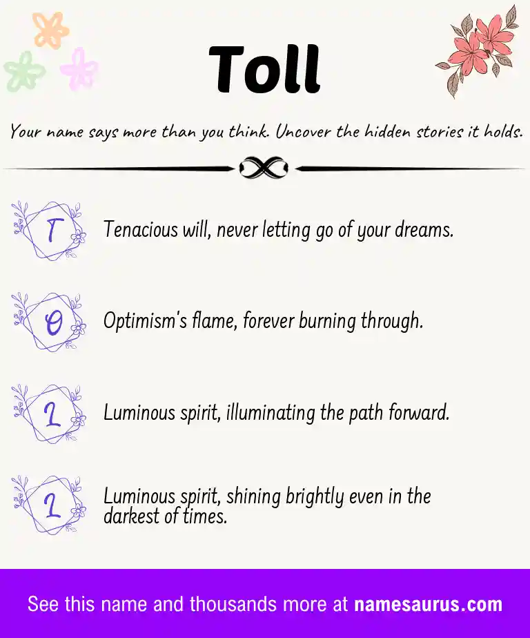 Acrostic poem about Toll.