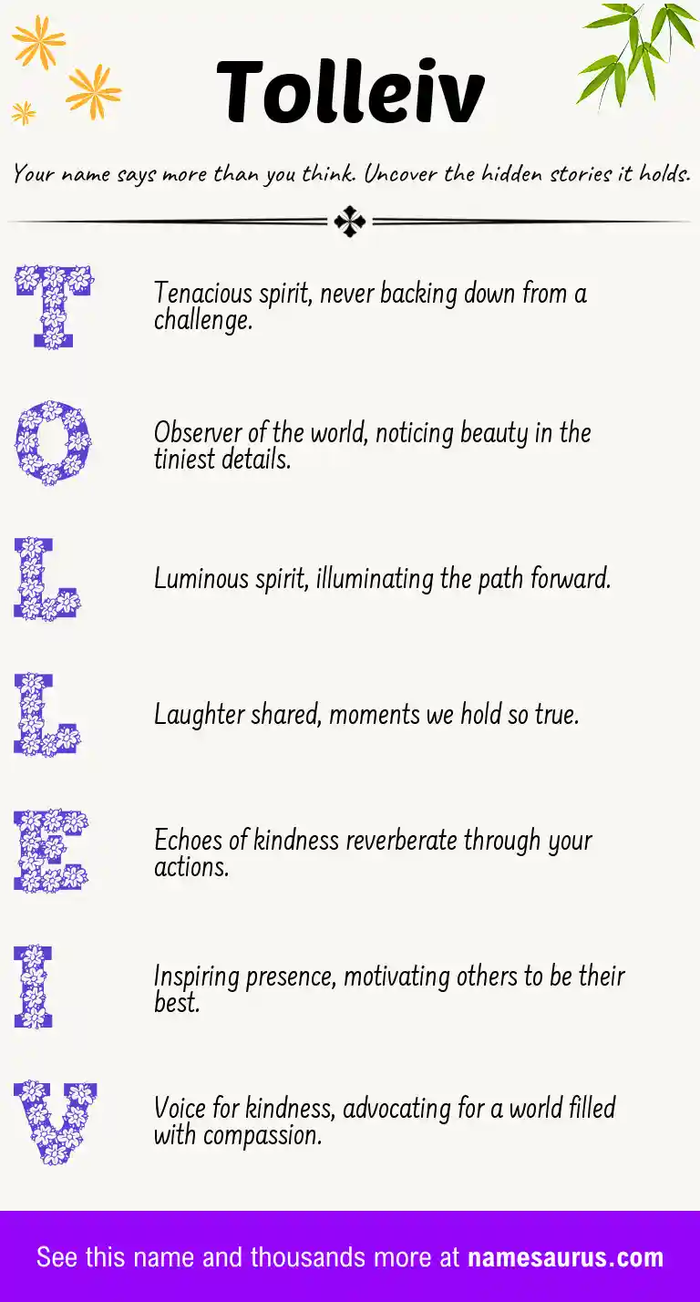 Acrostic poem about Tolleiv.