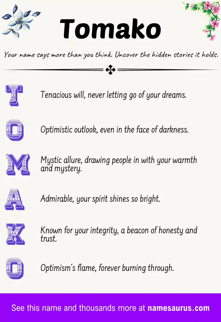 Acrostic poem about Tomako.