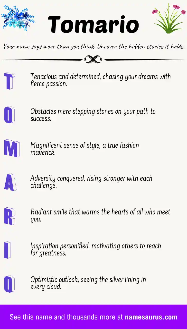 Acrostic poem about Tomario.