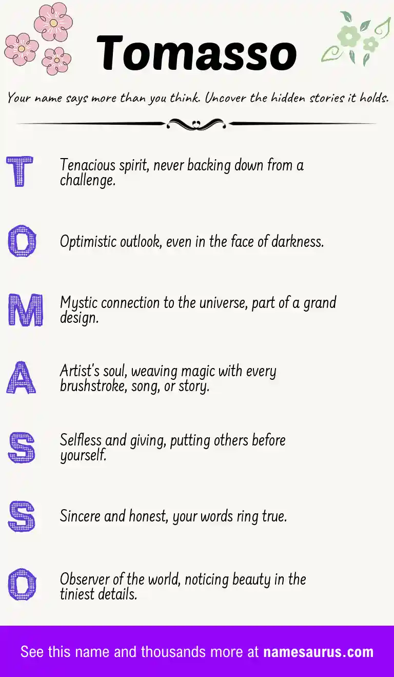 Acrostic poem about Tomasso.