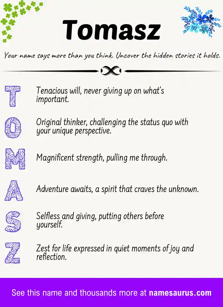 Acrostic poem about Tomasz.