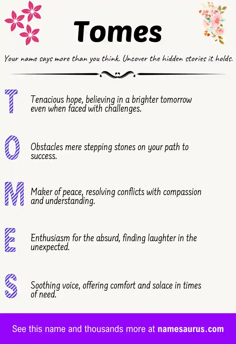 Acrostic poem about Tomes.