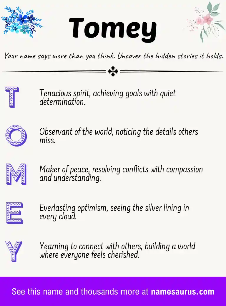 Acrostic poem about Tomey.