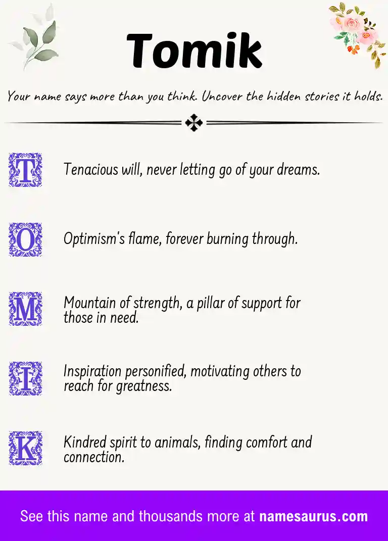 Acrostic poem about Tomik.
