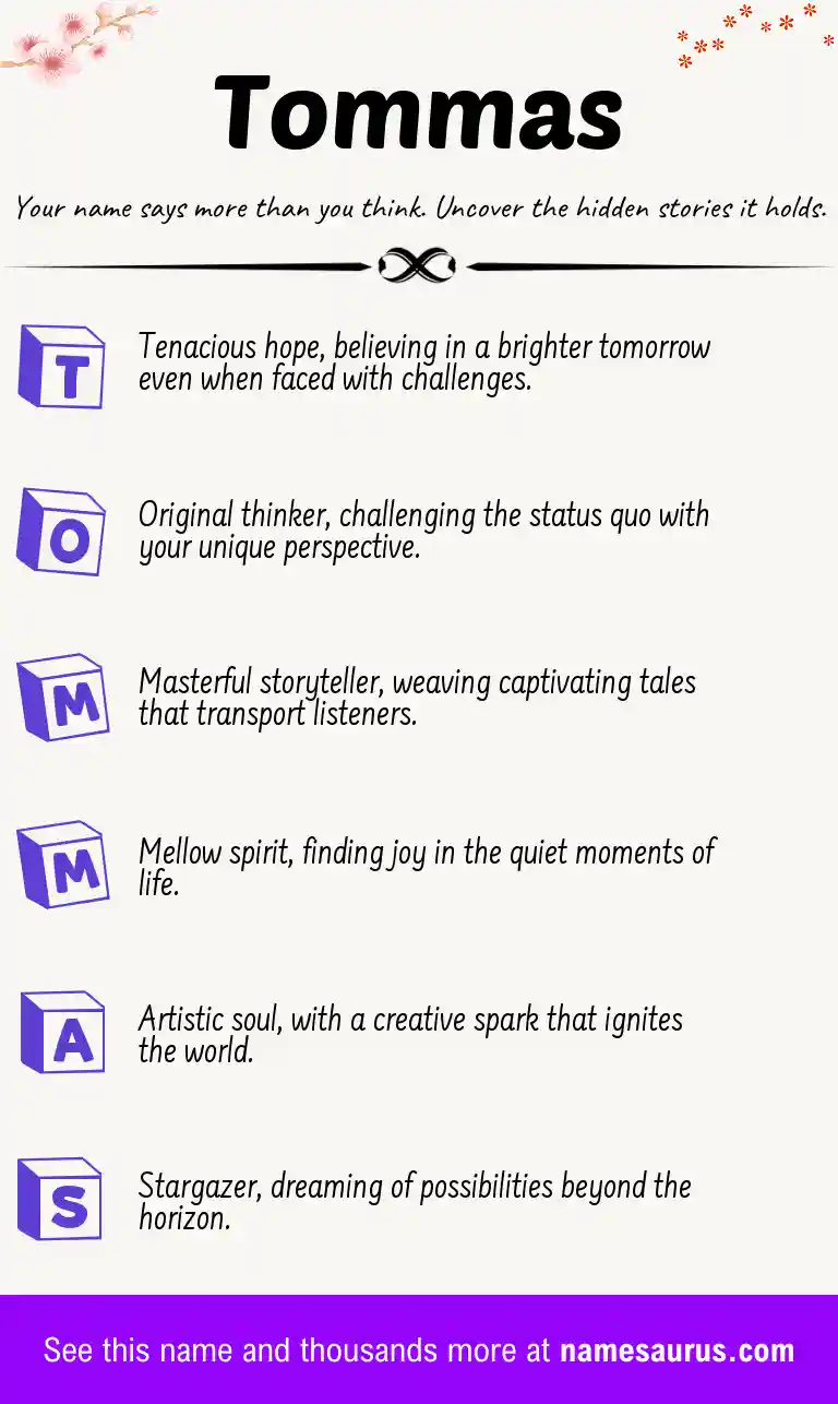 Acrostic poem about Tommas.