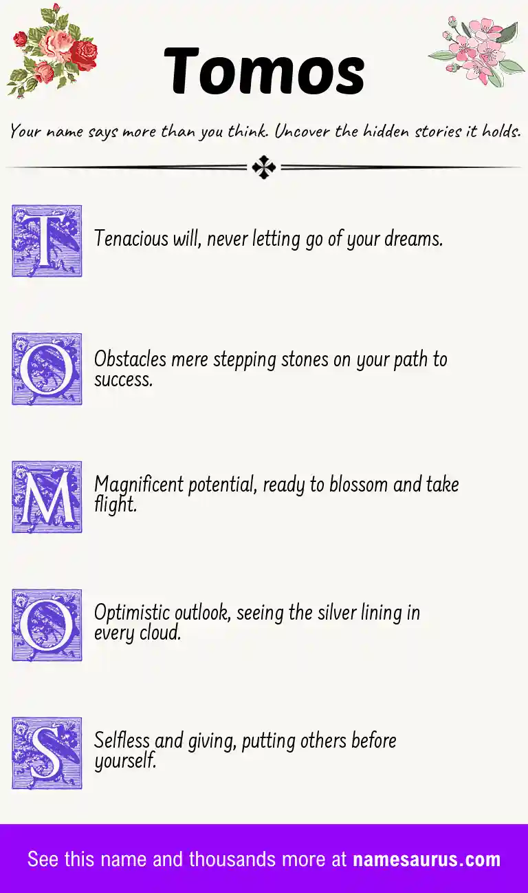 Acrostic poem about Tomos.