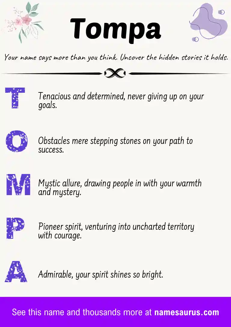 Acrostic poem about Tompa.