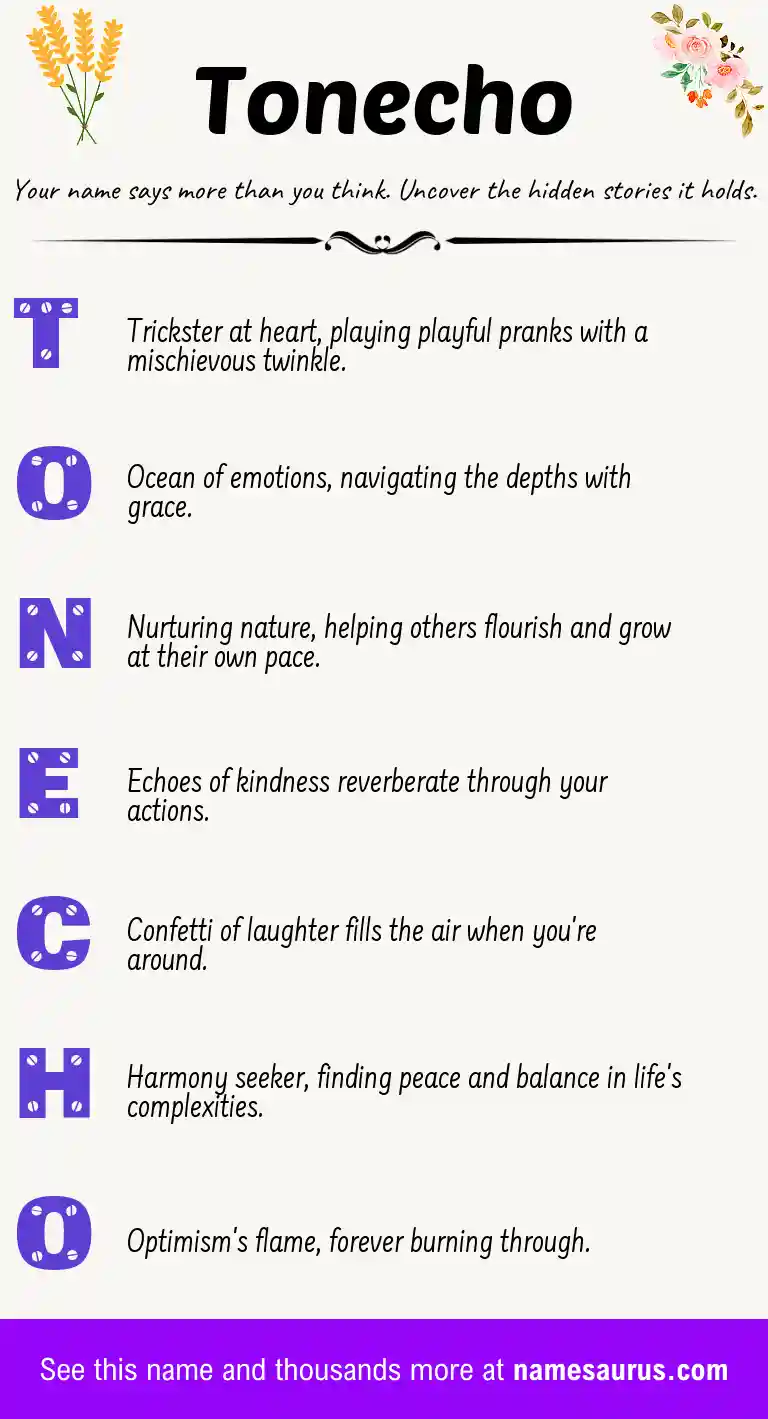 Acrostic poem about Tonecho.