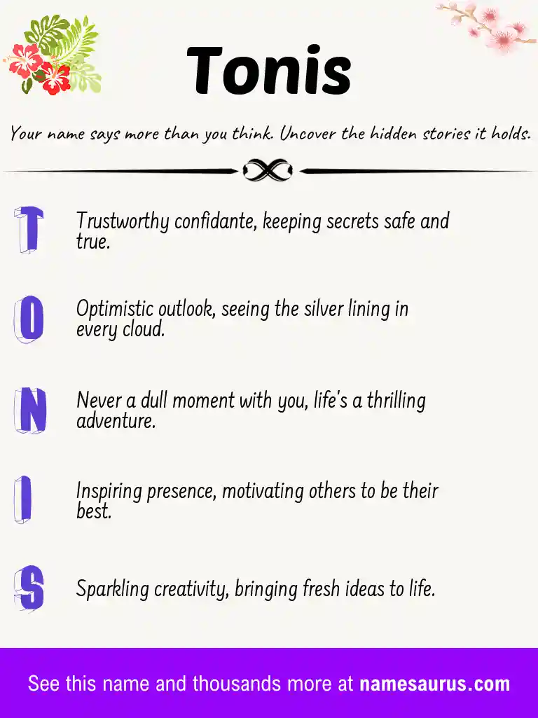 Acrostic poem about Tonis.