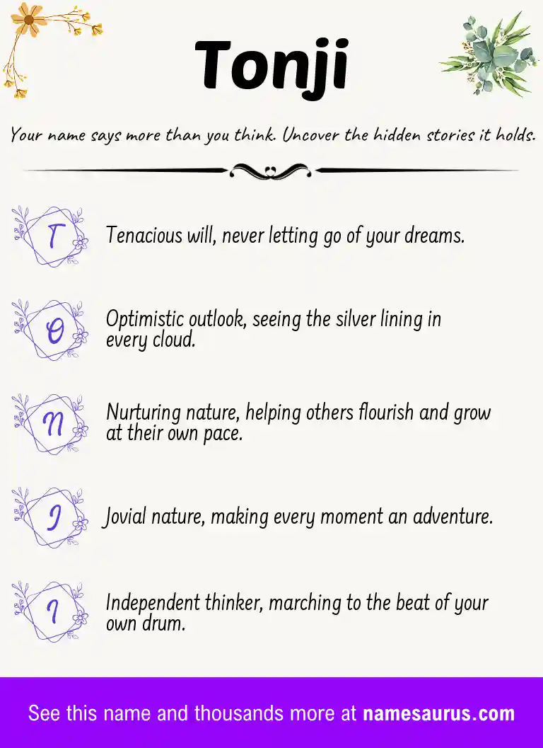 Acrostic poem about Tonji.