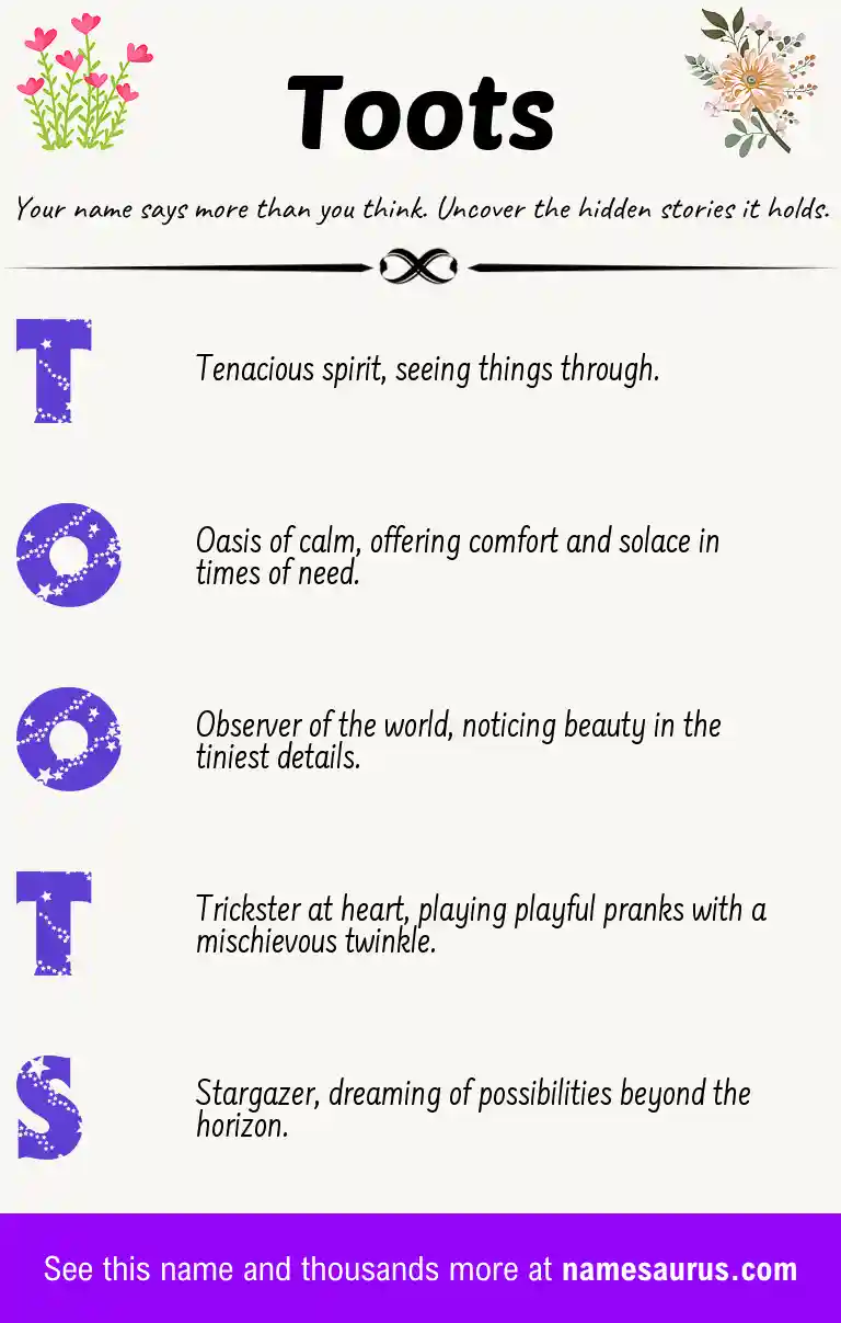 Acrostic poem about Toots.