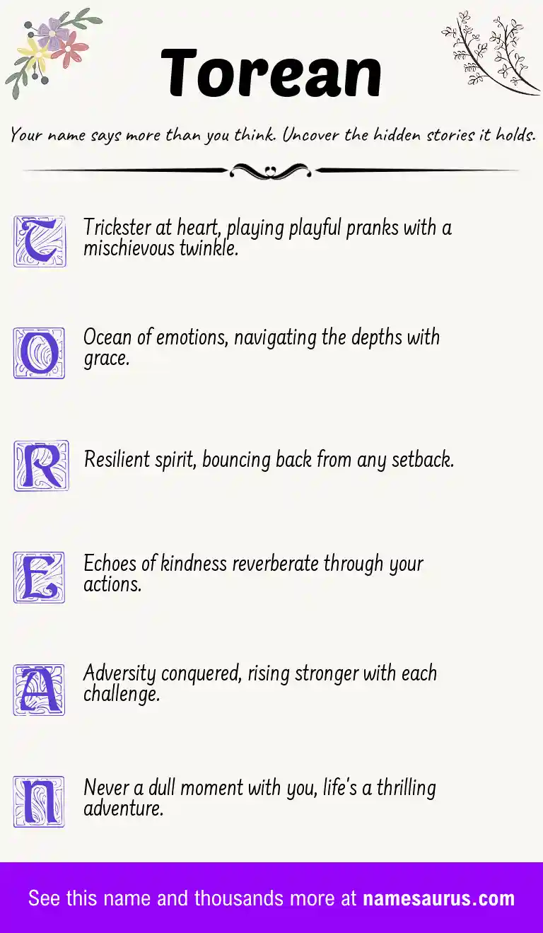 Acrostic poem about Torean.