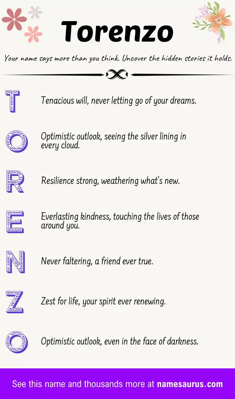 Acrostic poem about Torenzo.