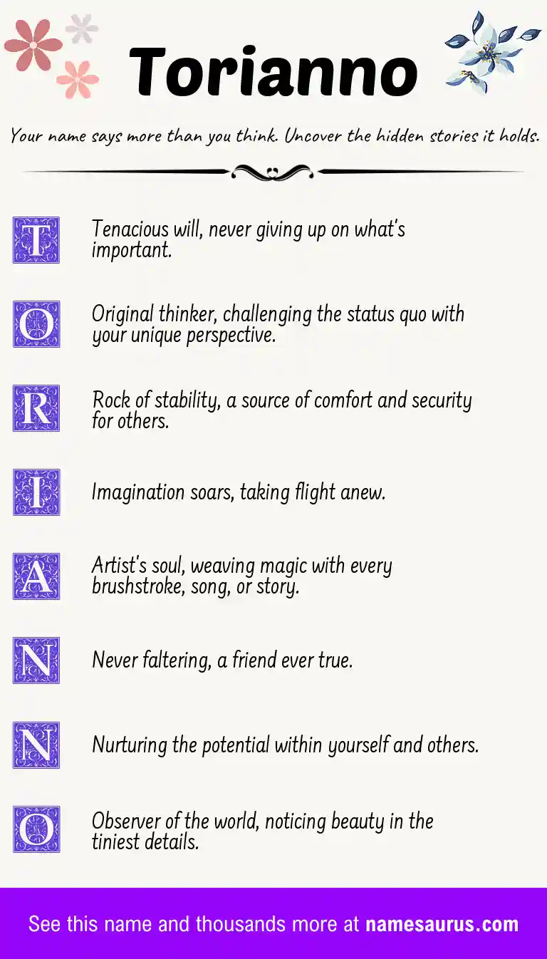 Acrostic poem about Torianno.