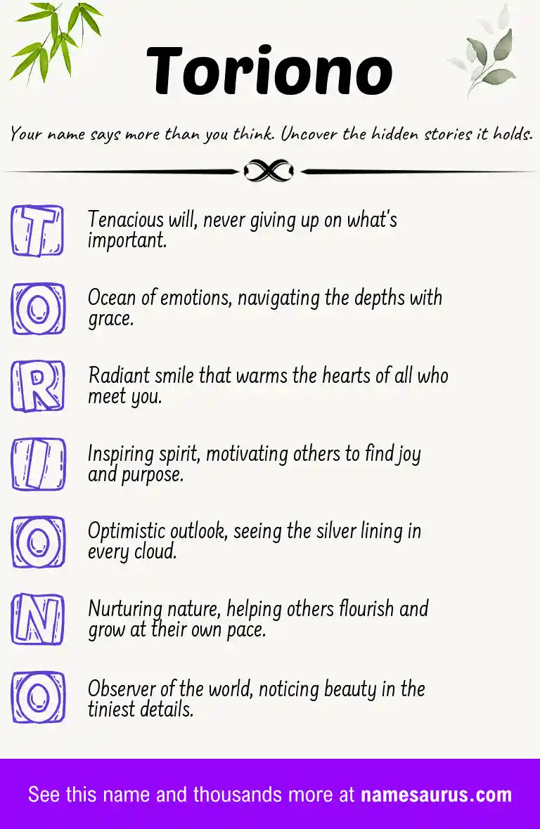 Acrostic poem about Toriono.