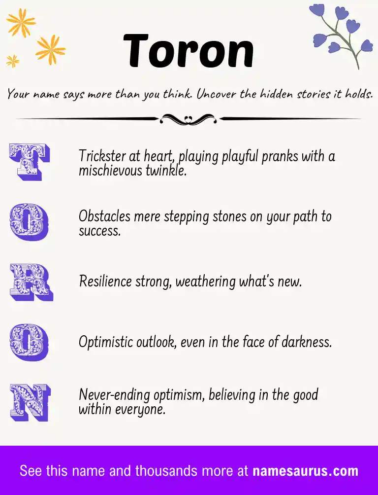 Acrostic poem about Toron.