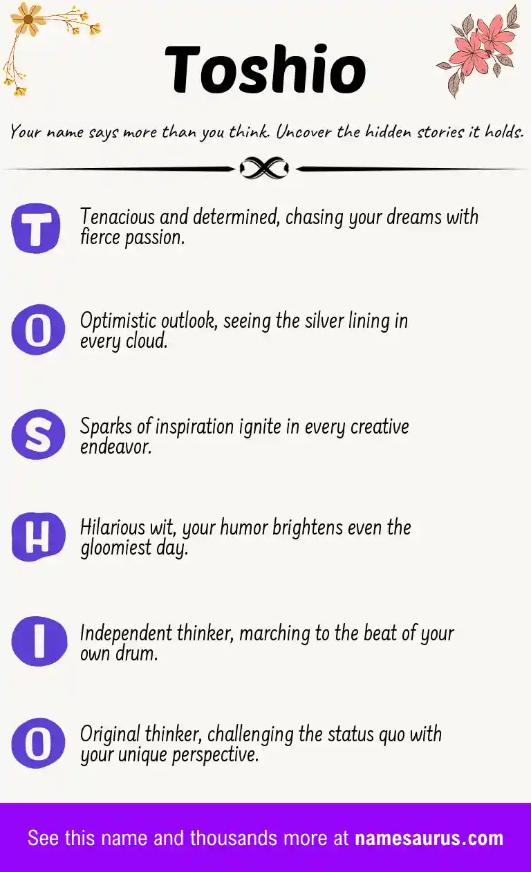 Acrostic poem about Toshio.