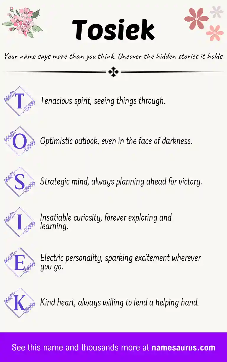 Acrostic poem about Tosiek.