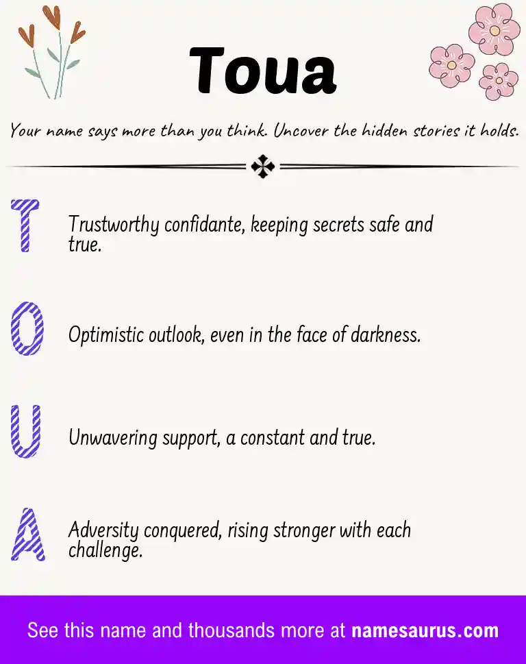 Acrostic poem about Toua.