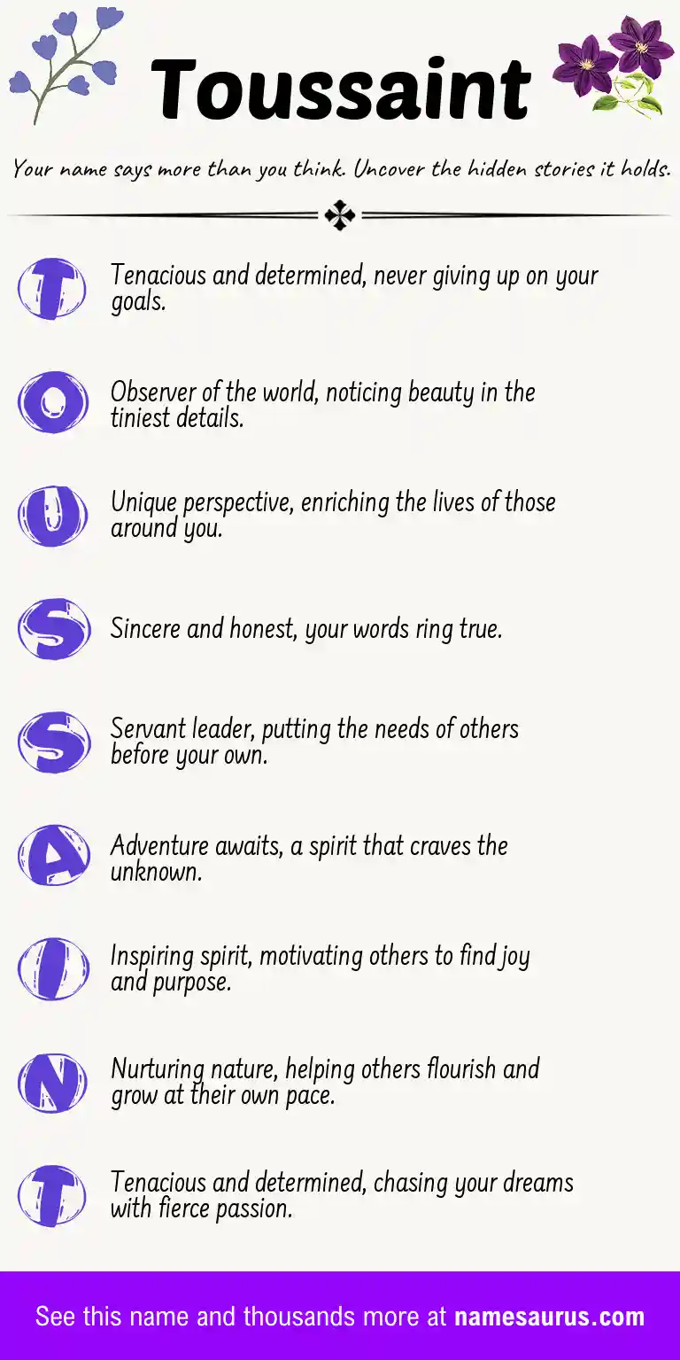 Acrostic poem about Toussaint.