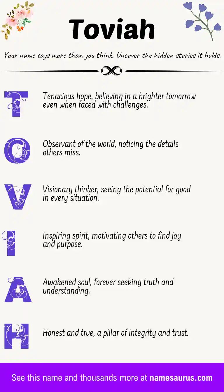 Acrostic poem about Toviah.