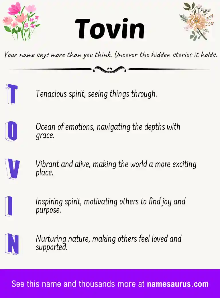 Acrostic poem about Tovin.