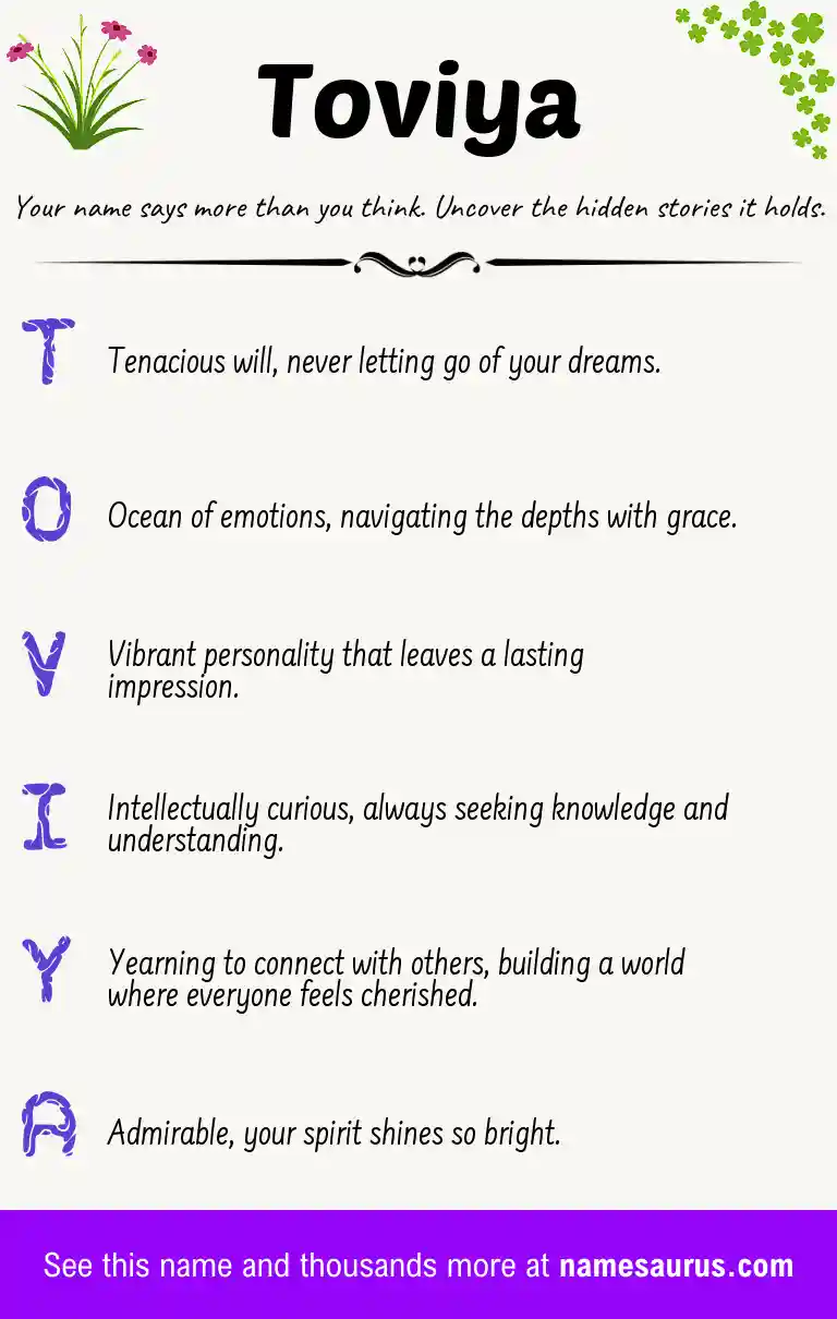 Acrostic poem about Toviya.