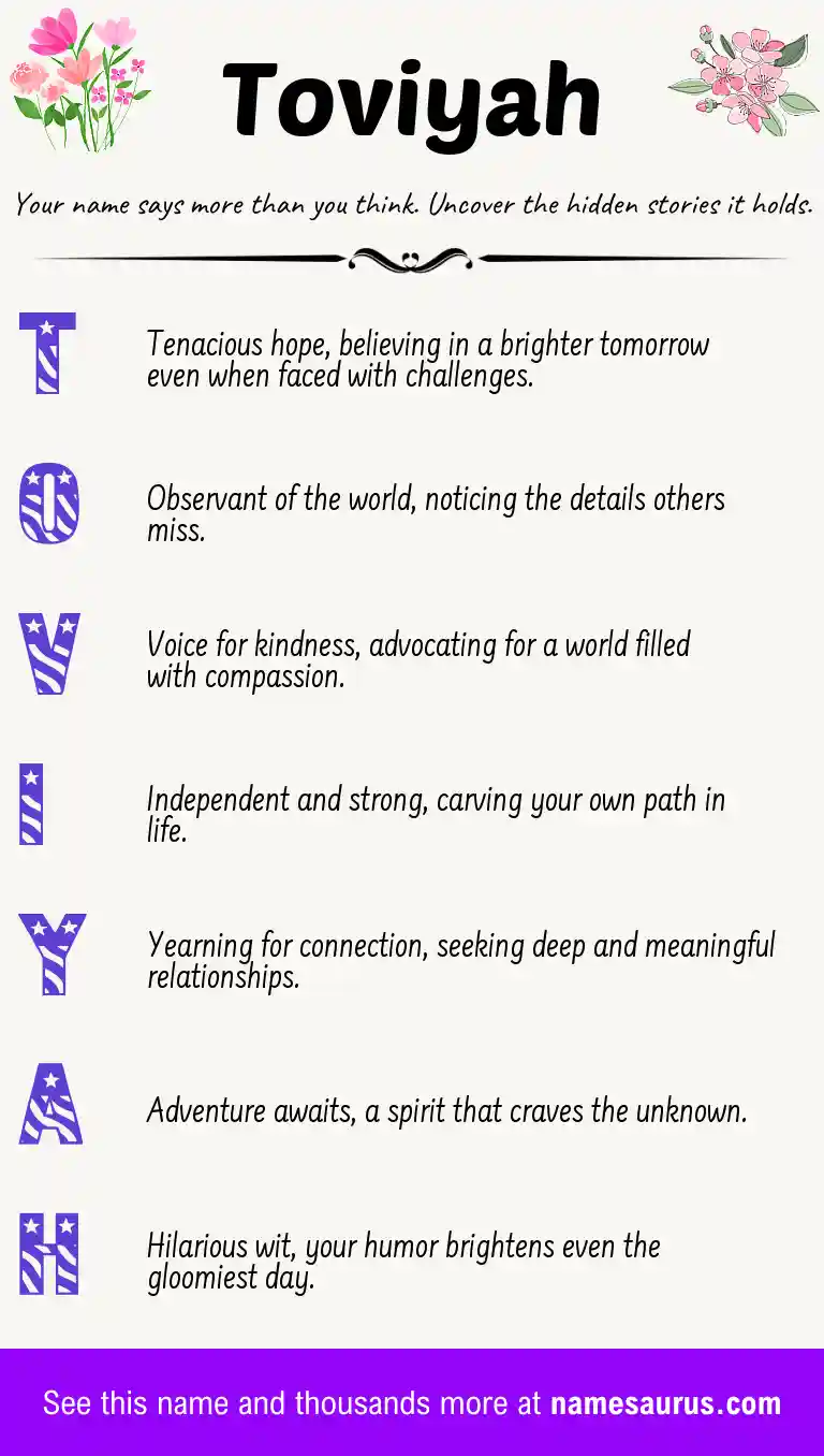 Acrostic poem about Toviyah.