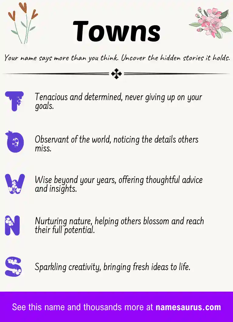 Acrostic poem about Towns.