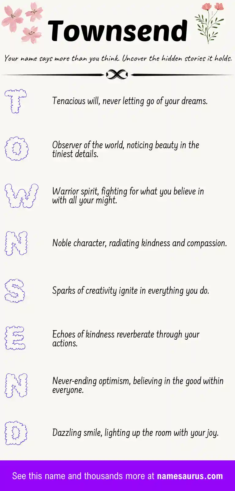 Acrostic poem about Townsend.