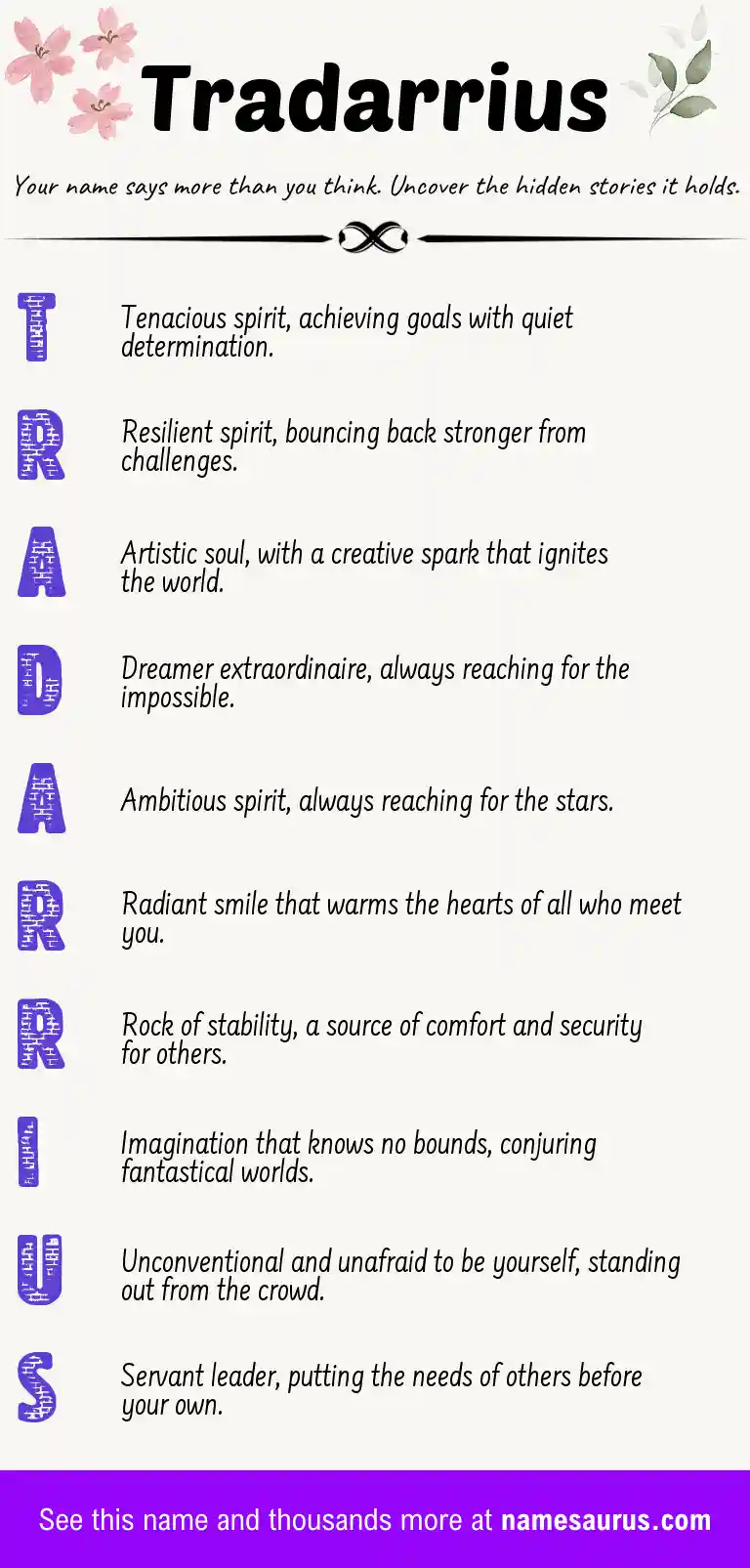 Acrostic poem about Tradarrius.