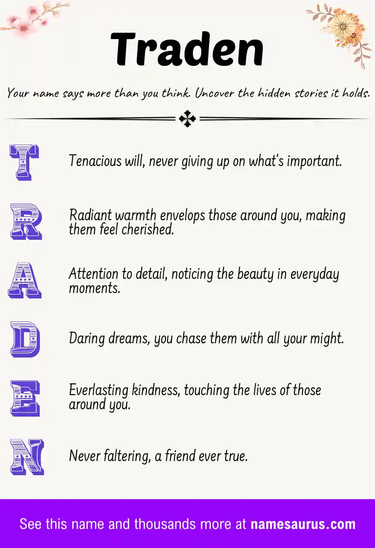 Acrostic poem about Traden.