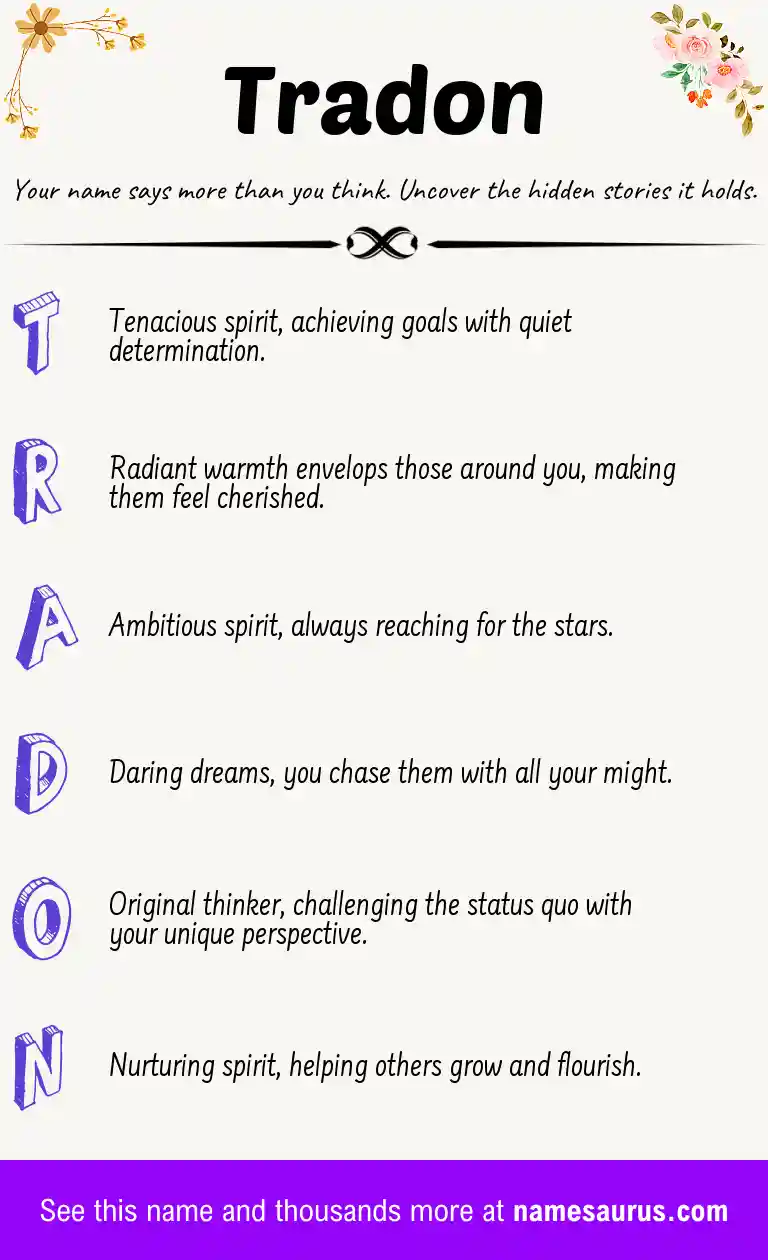 Acrostic poem about Tradon.