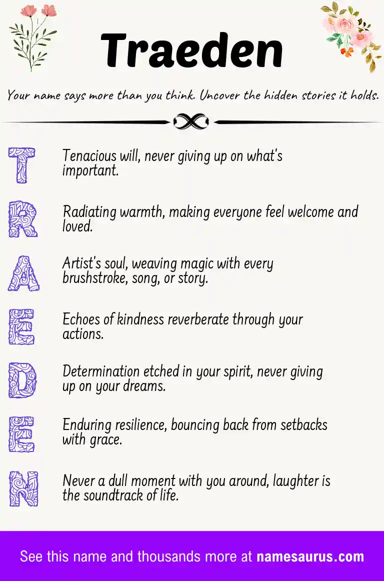 Acrostic poem about Traeden.