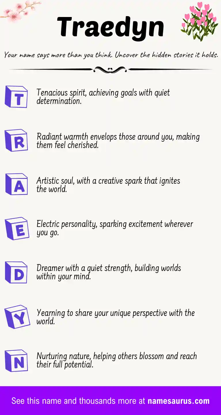 Acrostic poem about Traedyn.