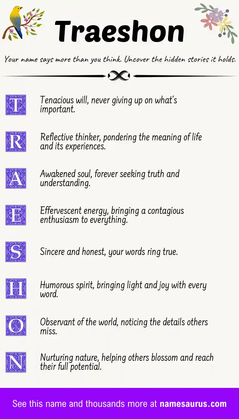 Acrostic poem about Traeshon.